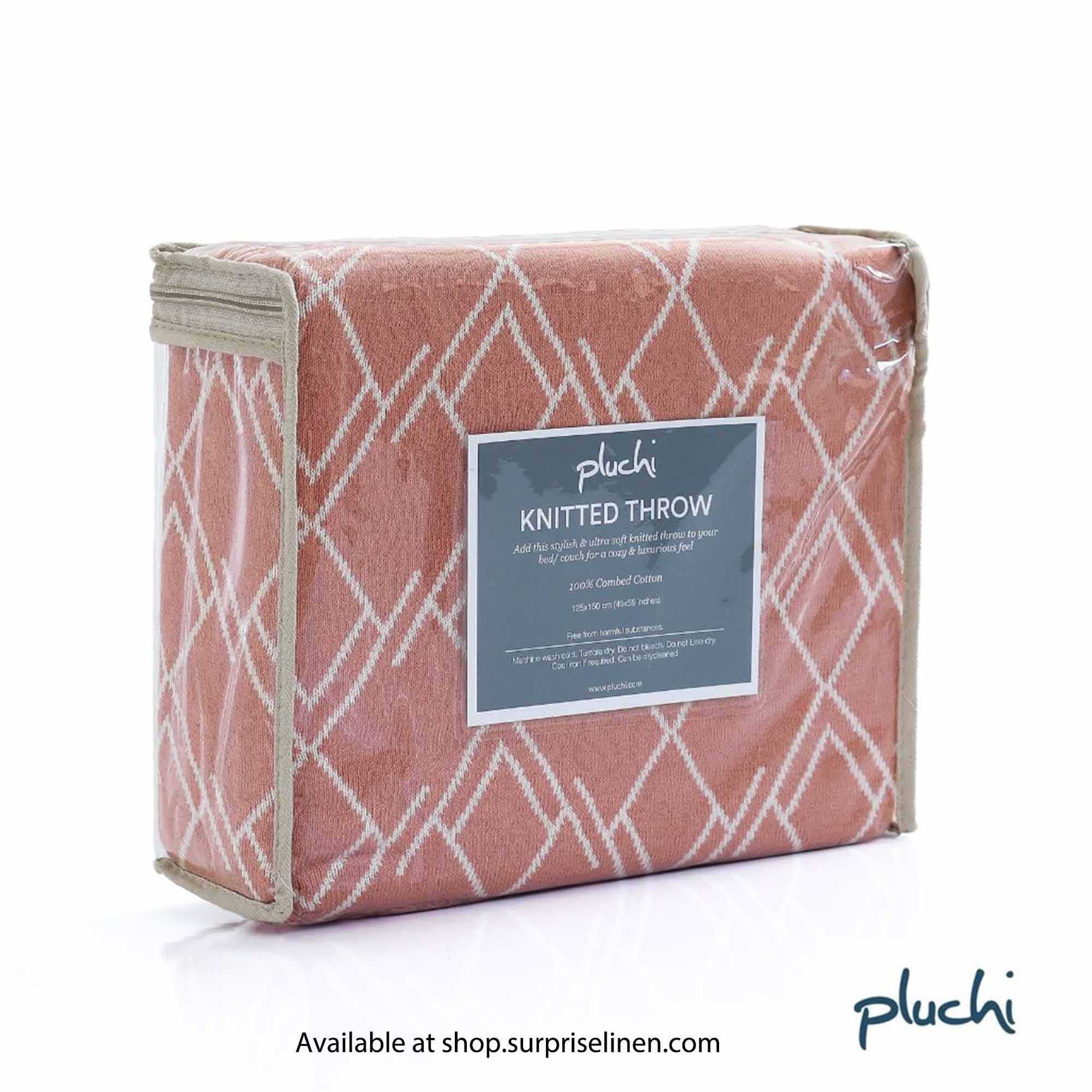 Pluchi - Gianna Cotton Knitted Throw /Blanket / Dohar For Round The Year Use (Dusty Coral)