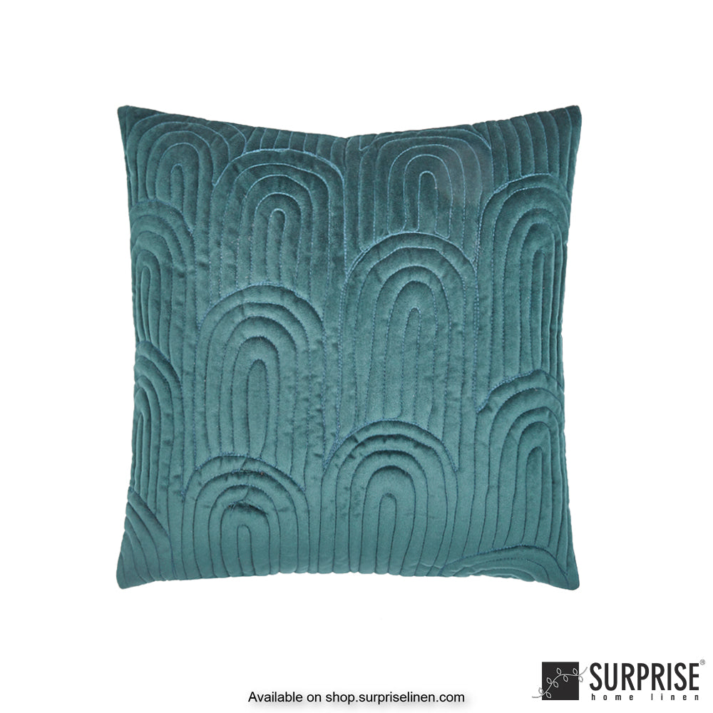 Surprise Home - Velvet Art Deco  40 x 40 cms Designer Cushion Cover (Dark Green)