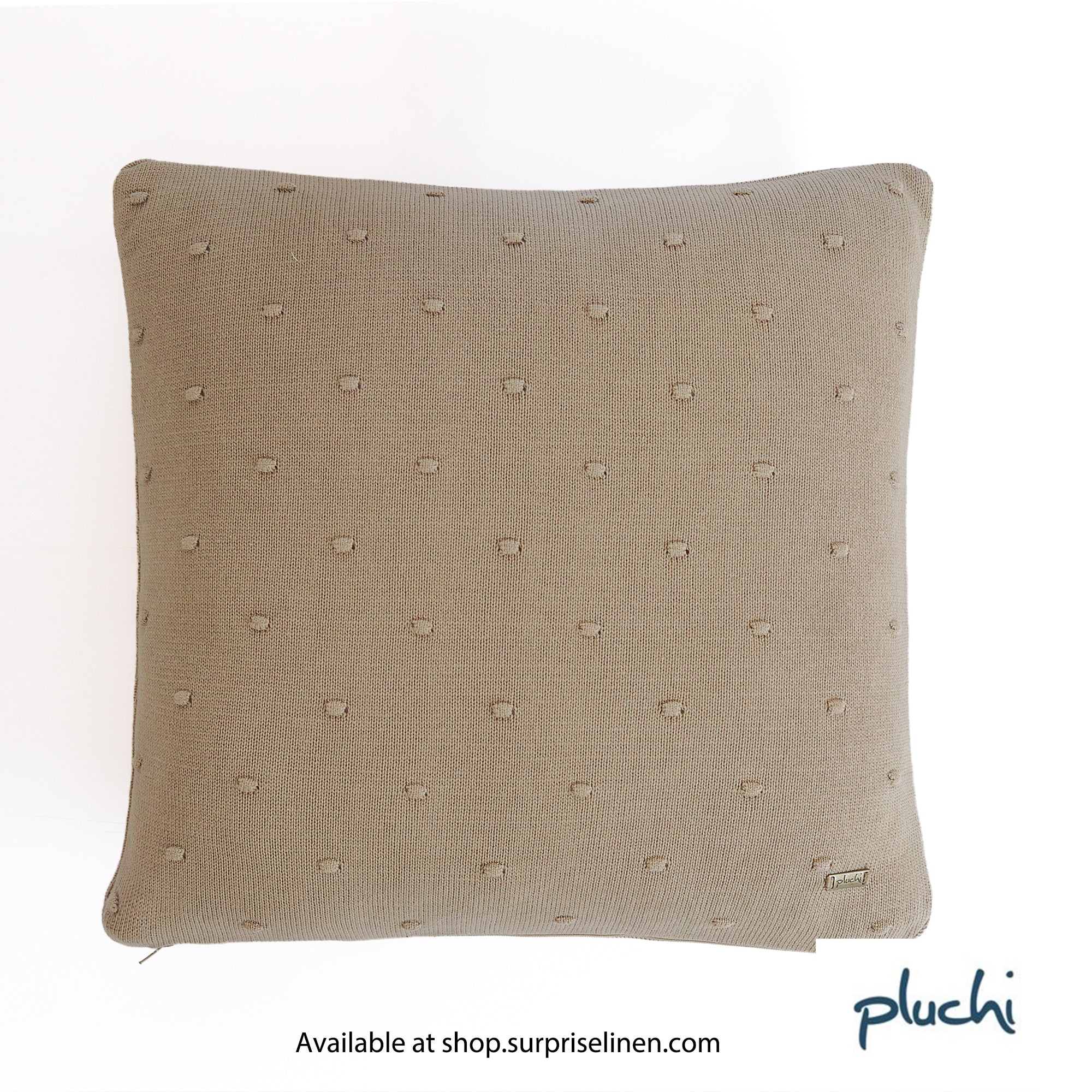 Pluchi - Bubble Pure Cotton Knitted Decorative Cushion Cover (Sandy Brown)