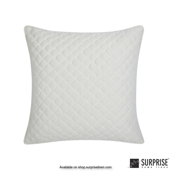 Surprise Home - Rhombus Grid 40 x 40 cms Designer Cushion Cover (Ivory)