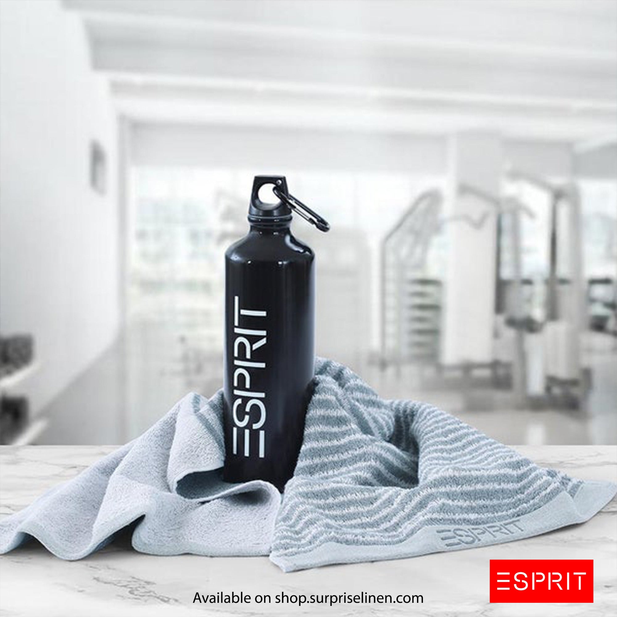 Esprit - Gym Set with Towel & Metal Sipper Bottle (Black)