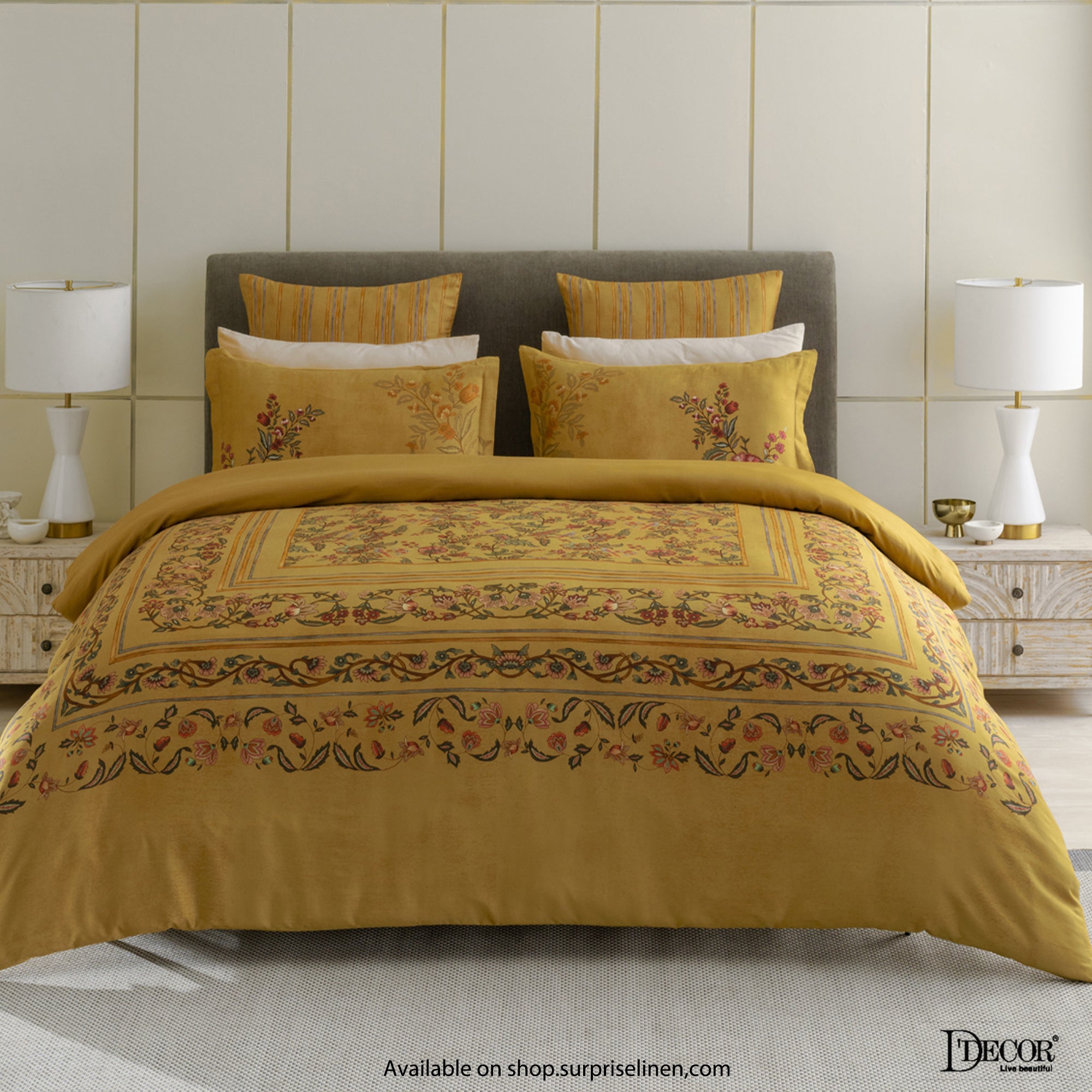 D'Decor - Nandanvan Collection Mustard Gold Bedsheet Set