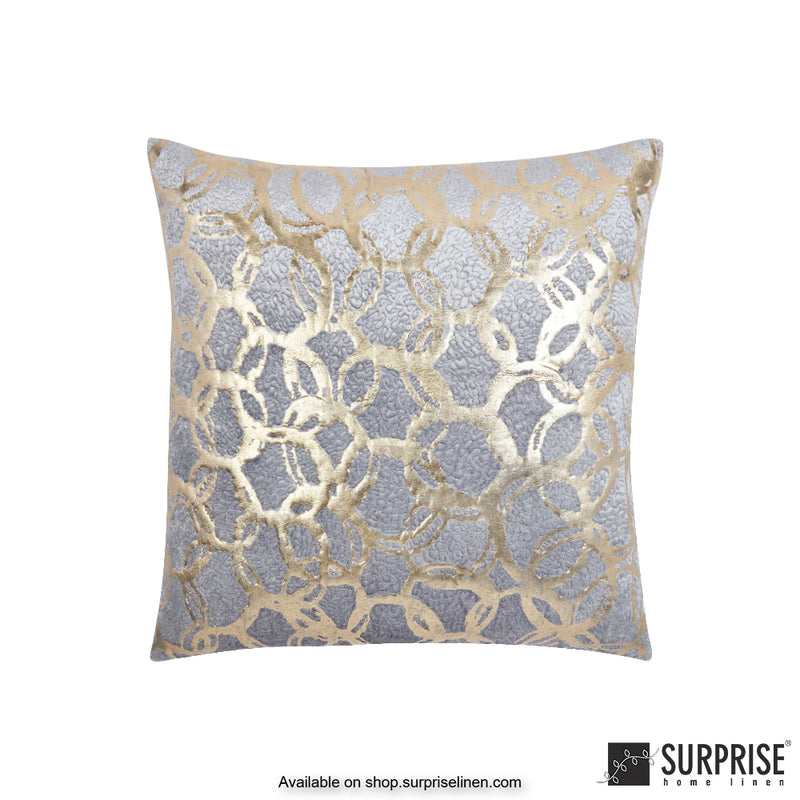 Surprise Home - Foil Circles 40 x 40 cms Designer Cushion Cover (Grey)