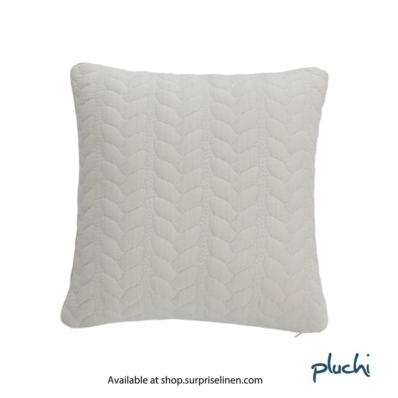 Pluchi - Leaf Cotton Knitted Decorative Cushion Cover (Ivory)