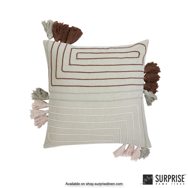 Surprise Home - Bohemian Tassles 45 x 45 cms Designer Cushion Cover (Grey)