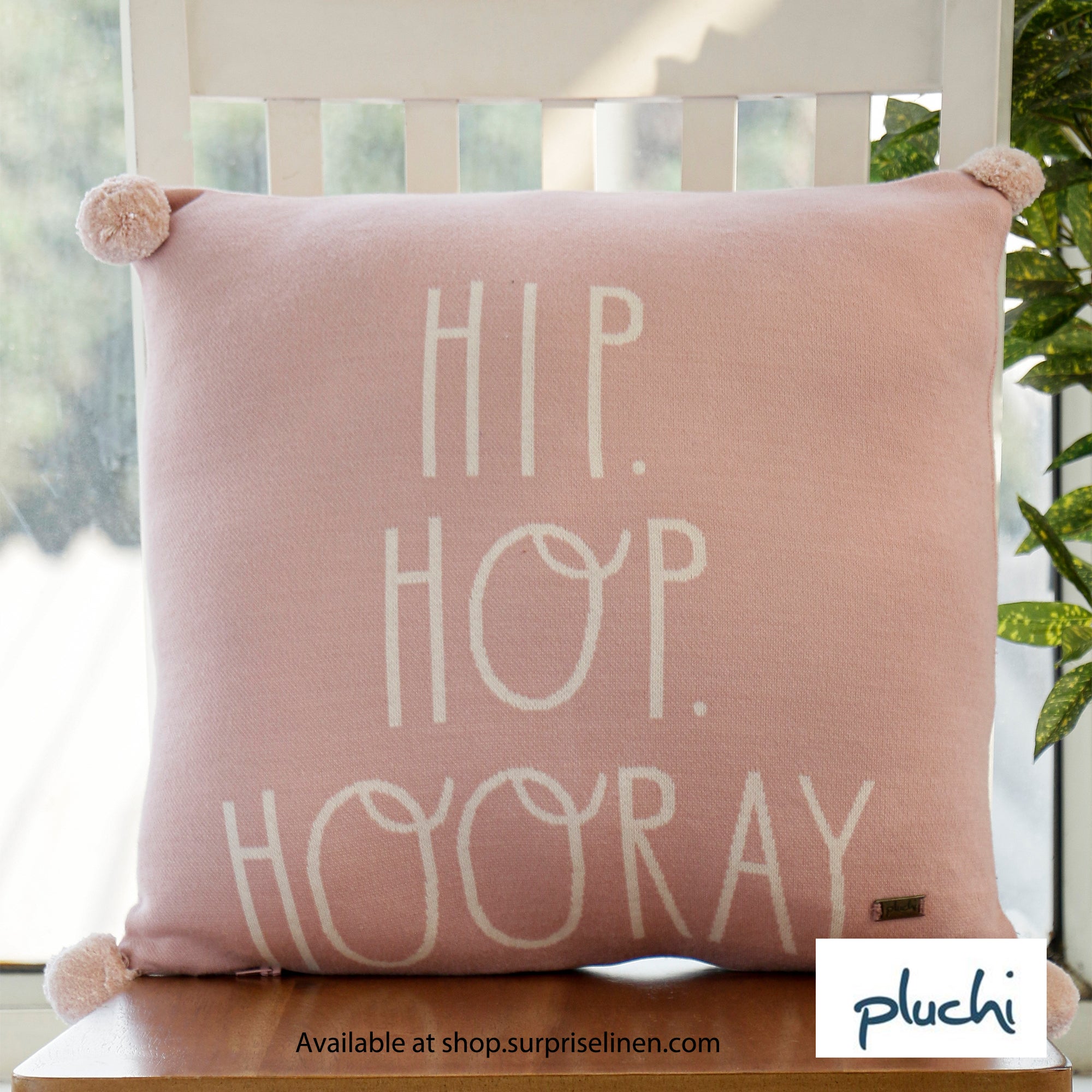 Pluchi - Hip Hop Hooray Cotton Knitted Cushion Cover (Cameo Pink)