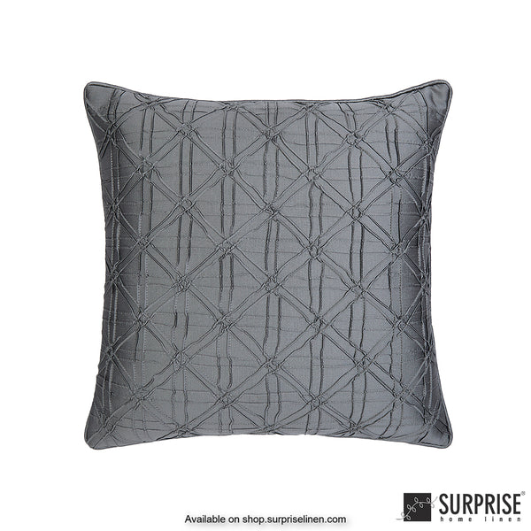 Surprise Home - Geometric Grid 40 x 40 cms Designer Cushion Cover (Dark Grey)