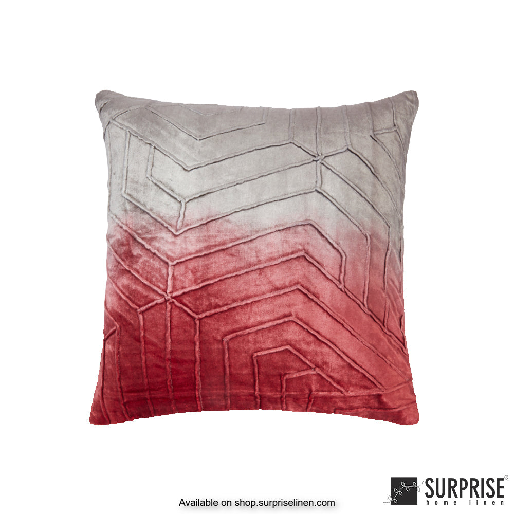 Surprise Home - Velvet Ombre 40 x 40 cms Designer Cushion Cover (Red)