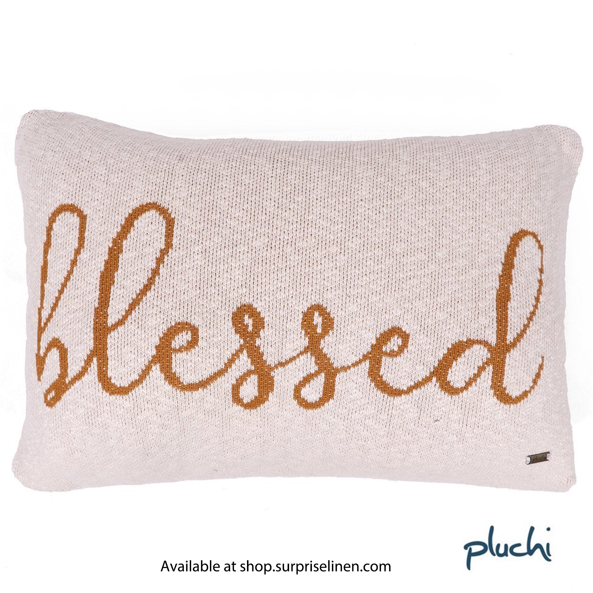 Pluchi - Blessed Cotton Knitted Decorative Cushion Cover (Mustard)