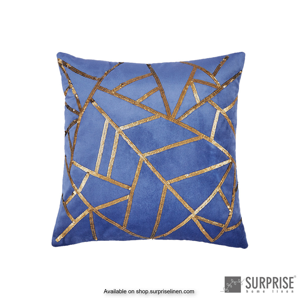 Surprise Home - Sequined Grid Cushion Cover (Blue)