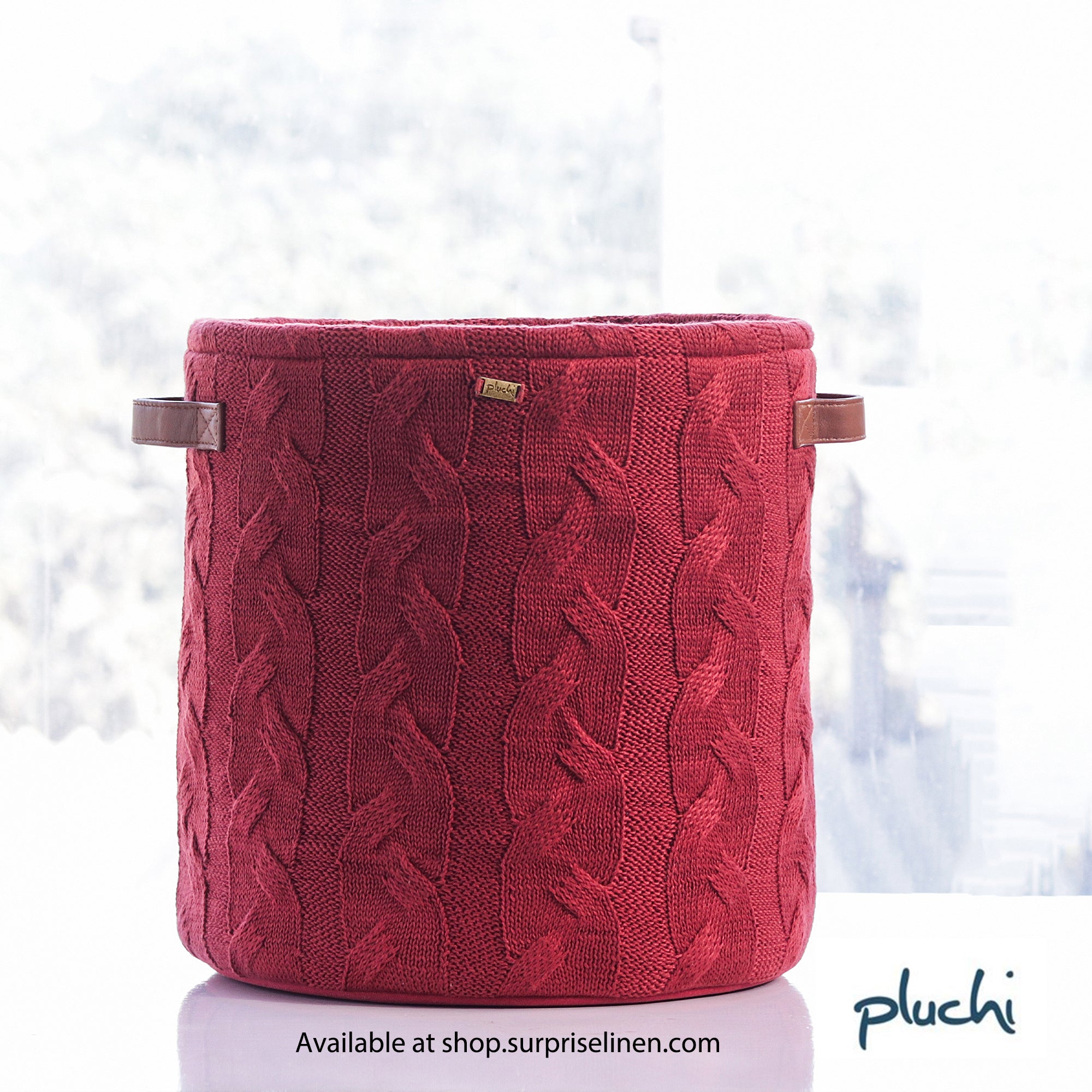 Pluchi - Popcorn Cotton Knitted Storage Basket (Marsala)