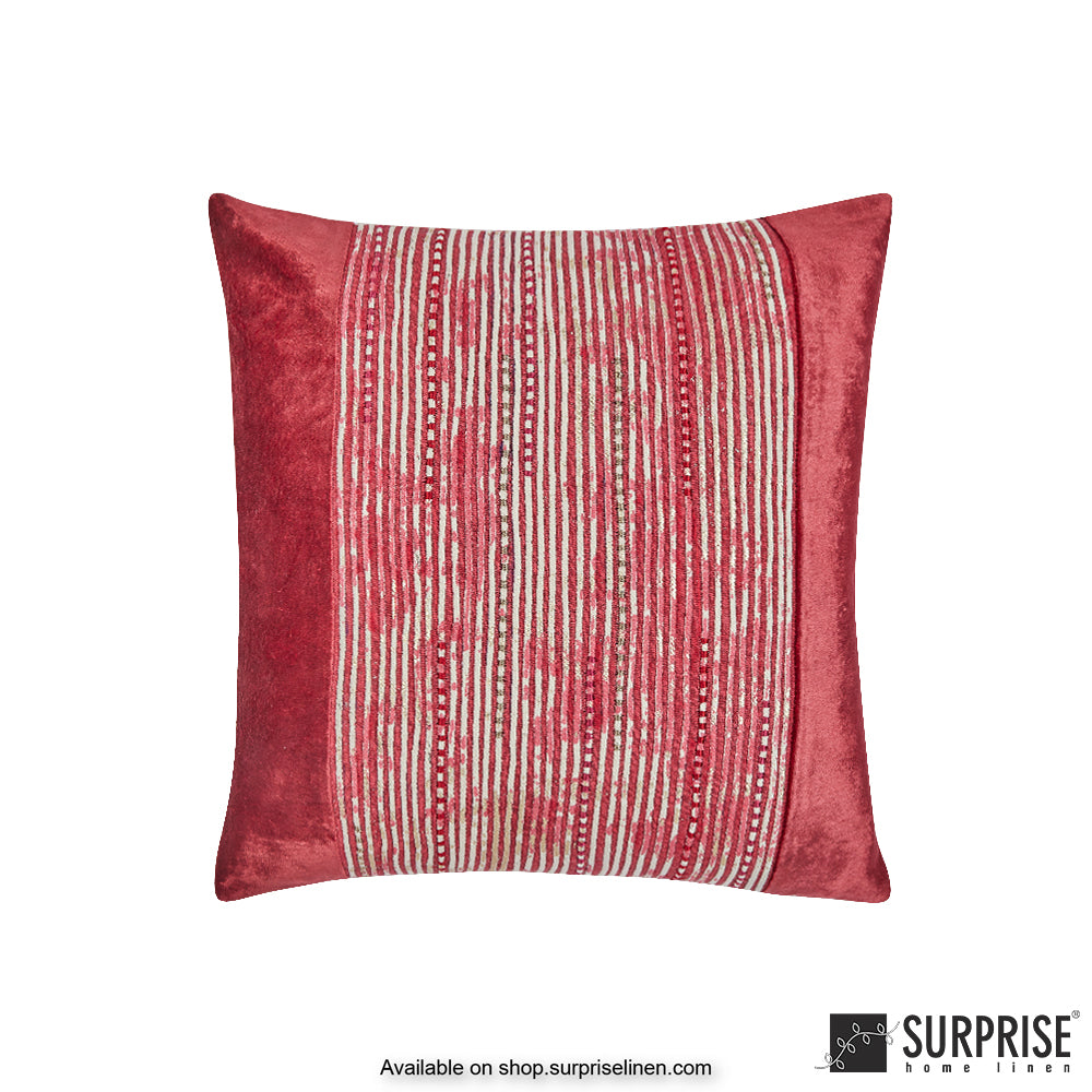 Surprise Home - Dori Textures 40 x 40 cms Designer Cushion Cover  (Red)