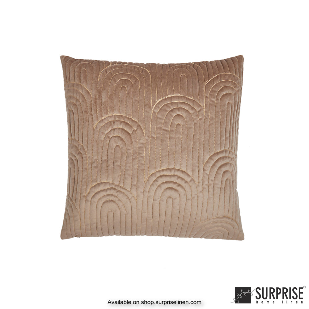 Surprise Home - Velvet Art Deco  40 x 40 cms Designer Cushion Cover (Beige)