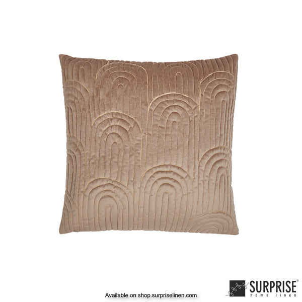 Surprise Home - Velvet Art Deco  40 x 40 cms Designer Cushion Cover (Beige)