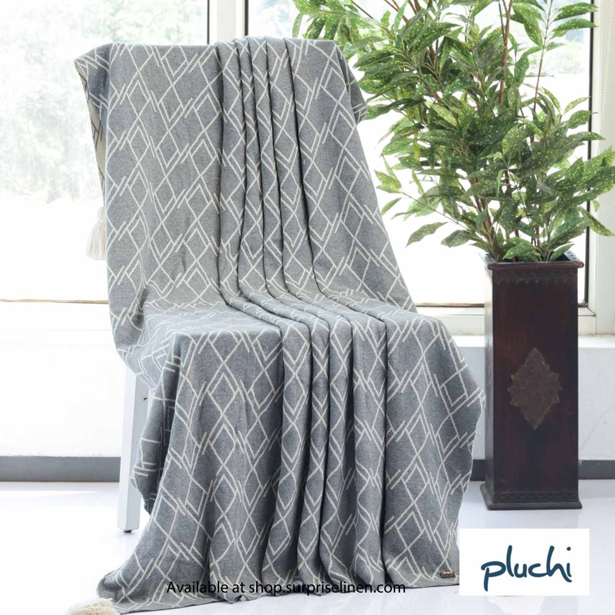 Pluchi - Gianna Cotton Knitted Throw /Blanket For Round The Year Use (Grey)