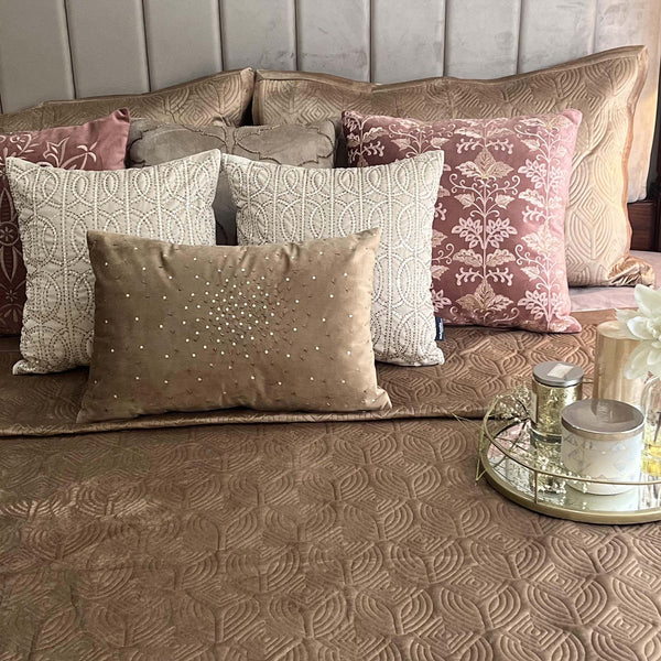 Sadyaska - Velvet Collection Dolce Bed Cover Set (Camel)