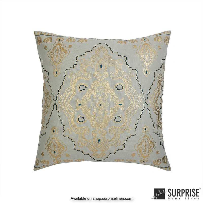 Surprise Home - Foil Mandala 45 x 45 cms Designer Cushion Cover (Teal Blue)