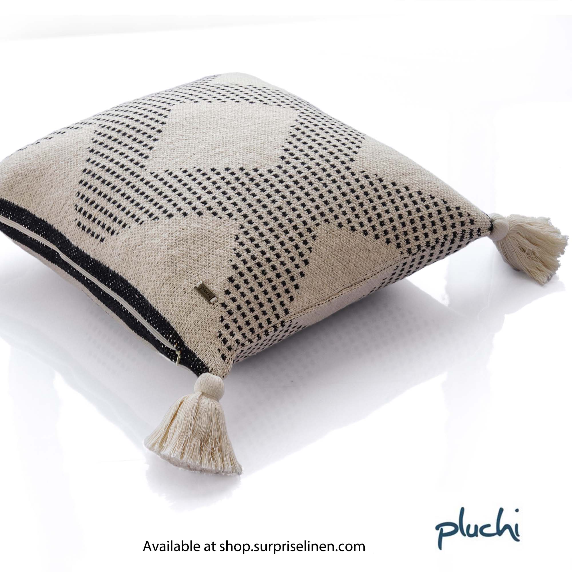 Pluchi - Diamond Check Cushion Cover (Beige)