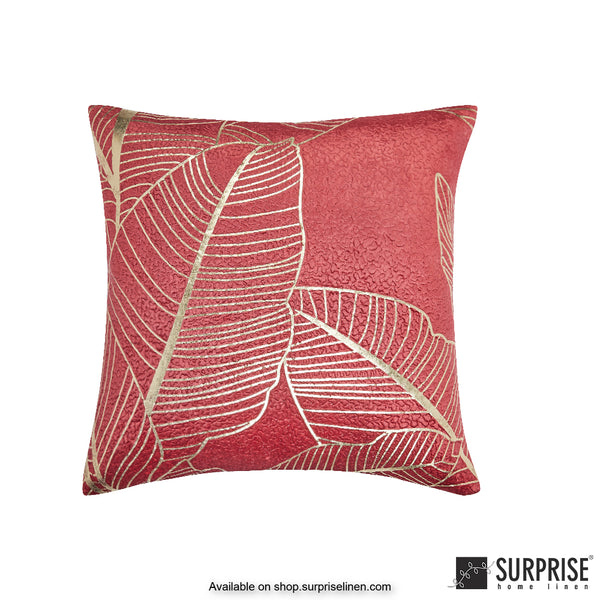 Surprise Home - Foil Palms 40 x 40 cms Designer Cushion Cover (Red)