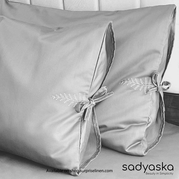 Sadyaska - 1000 TC Italian Cotton Collection Fern Bedsheet Set (Silver)