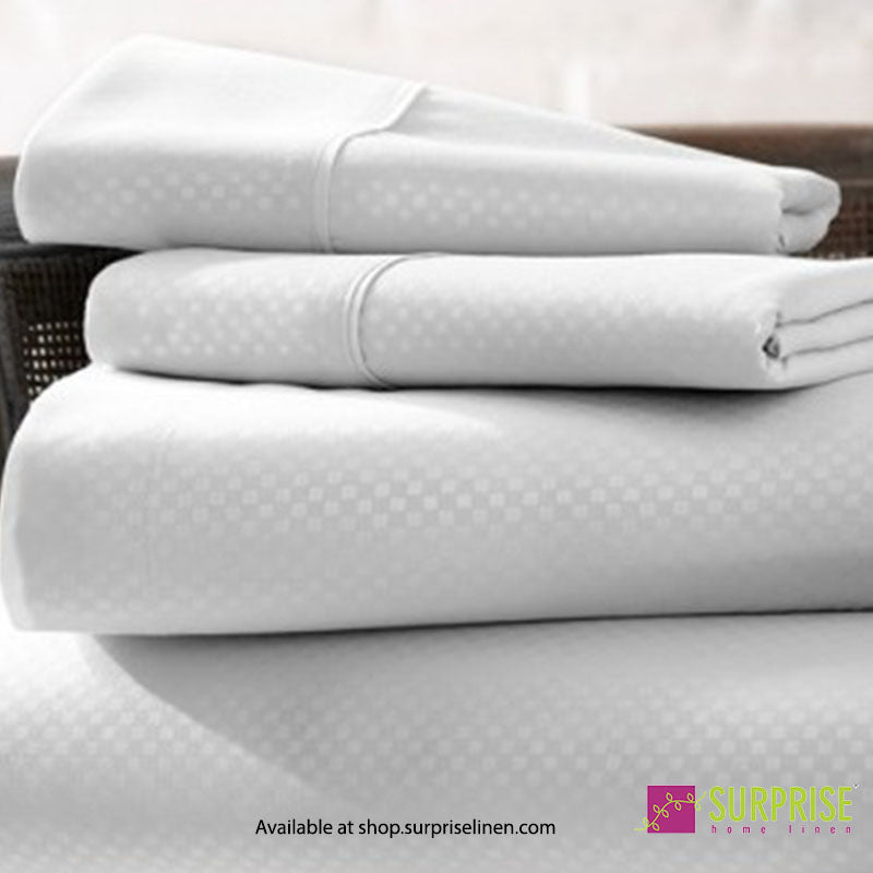 Surprise Home - Whites Collection Premium Cotton Super King Size Bedsheet (Micro Checks)