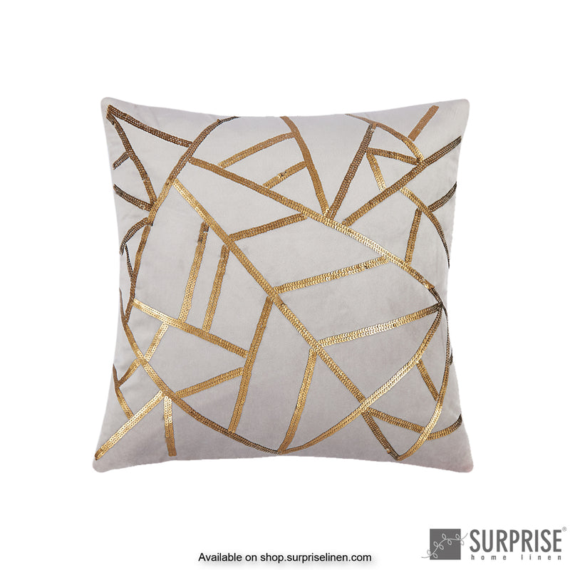 Surprise Home - Sequined Grid Cushion Cover (Grey)