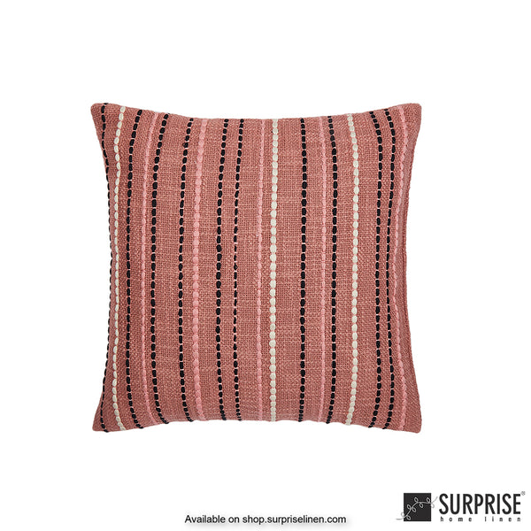 Surprise Home - Jute lines 40 x 40 cms Designer Cushion Cover (Peach)