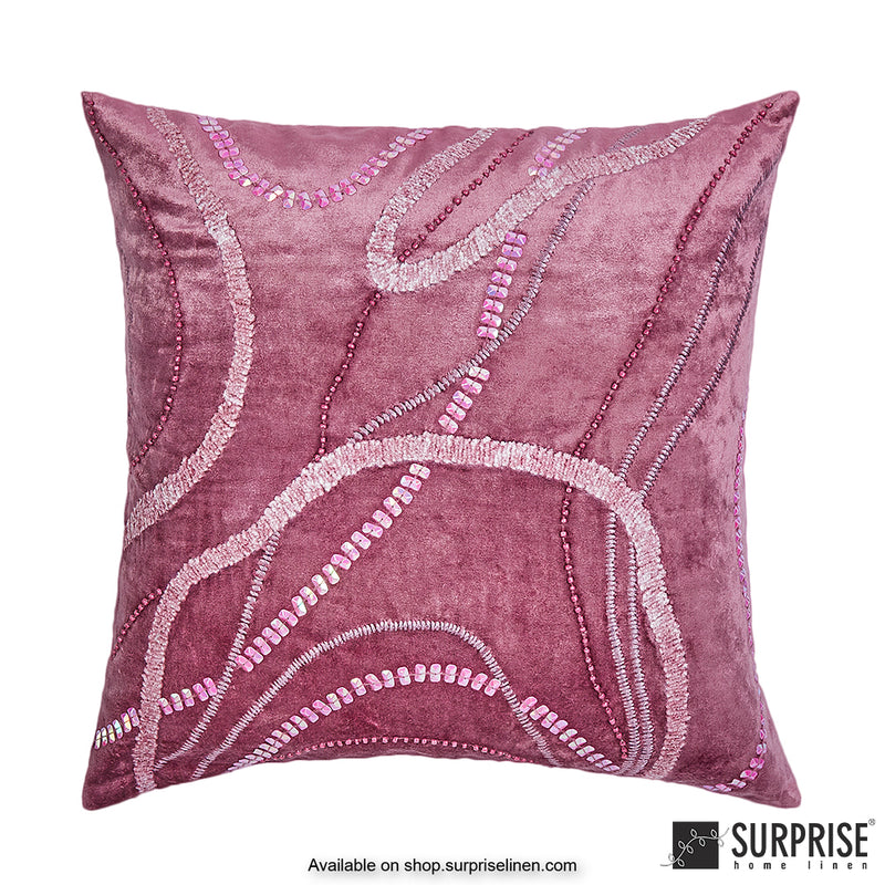 Surprise Home - Velvet Doodles 40 x 40 cms Designer Cushion Cover (Purple)