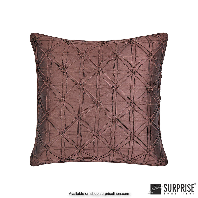 Surprise Home - Geometric Grid 40 x 40 cms Designer Cushion Cover (Brown)