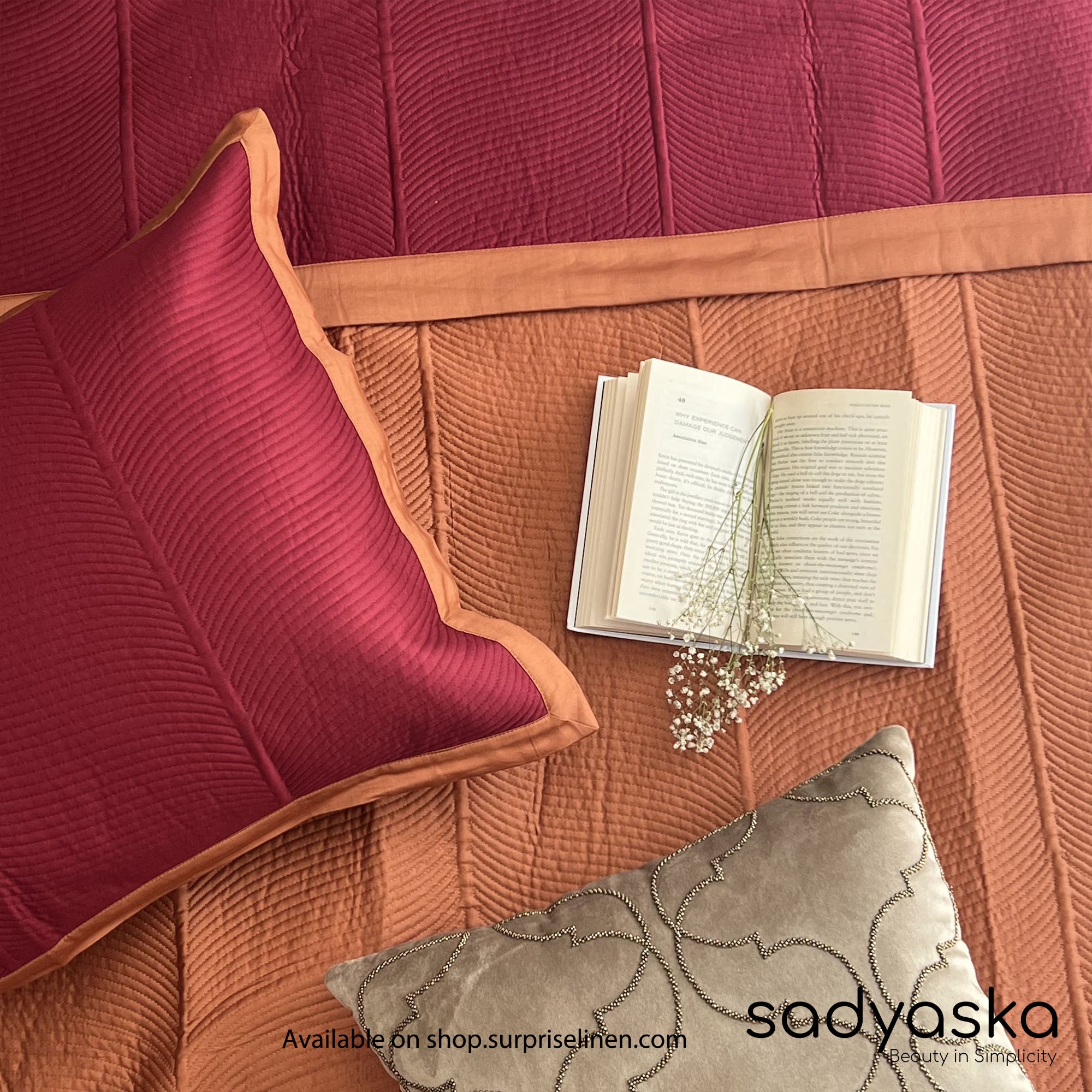 Sadyaska - Connoisseurs Collection Rosette Bedcover Set (Maroon)