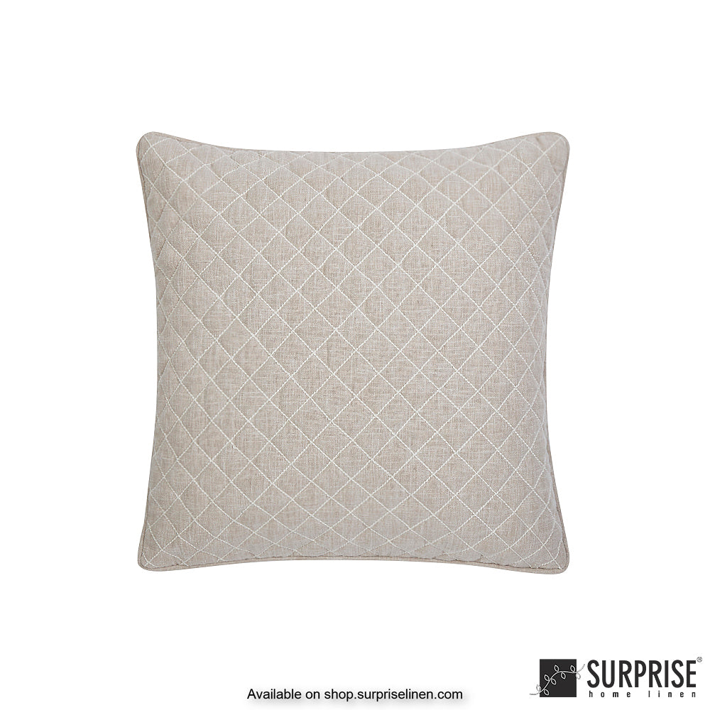 Surprise Home - Rhombus Grid 40 x 40 cms Designer Cushion Cover (Light Beige)