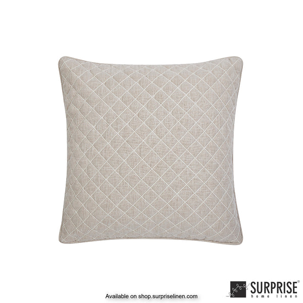Surprise Home - Rhombus Grid 40 x 40 cms Designer Cushion Cover (Light Beige)