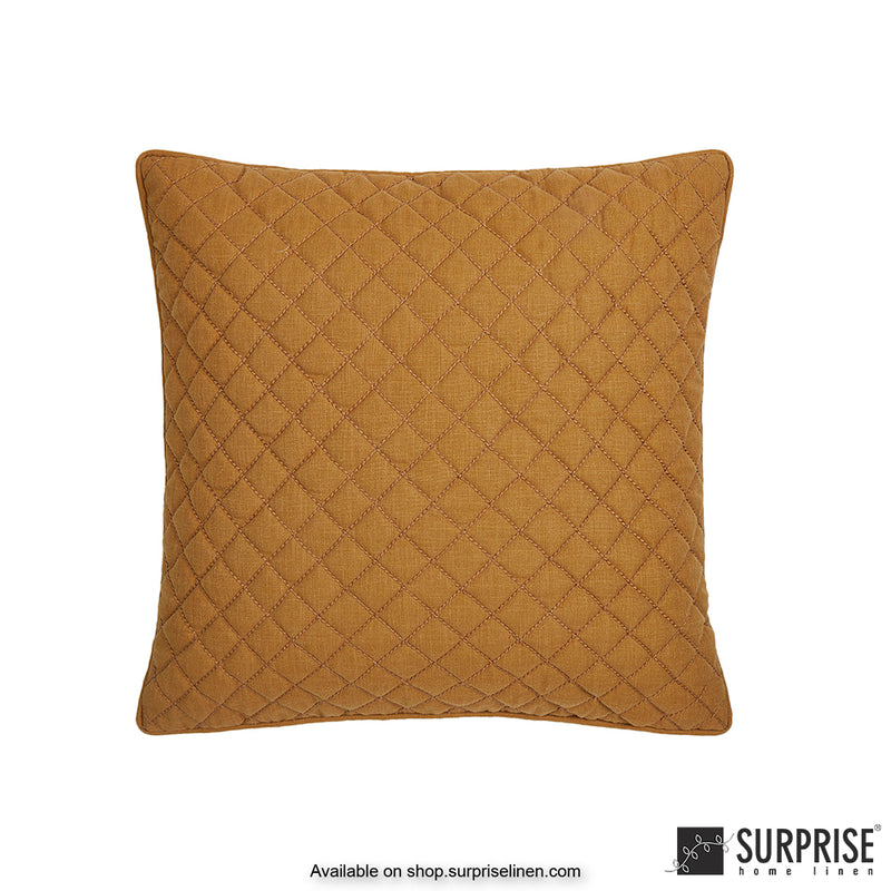 Surprise Home - Rhombus Grid 40 x 40 cms Designer Cushion Cover (Mustard)