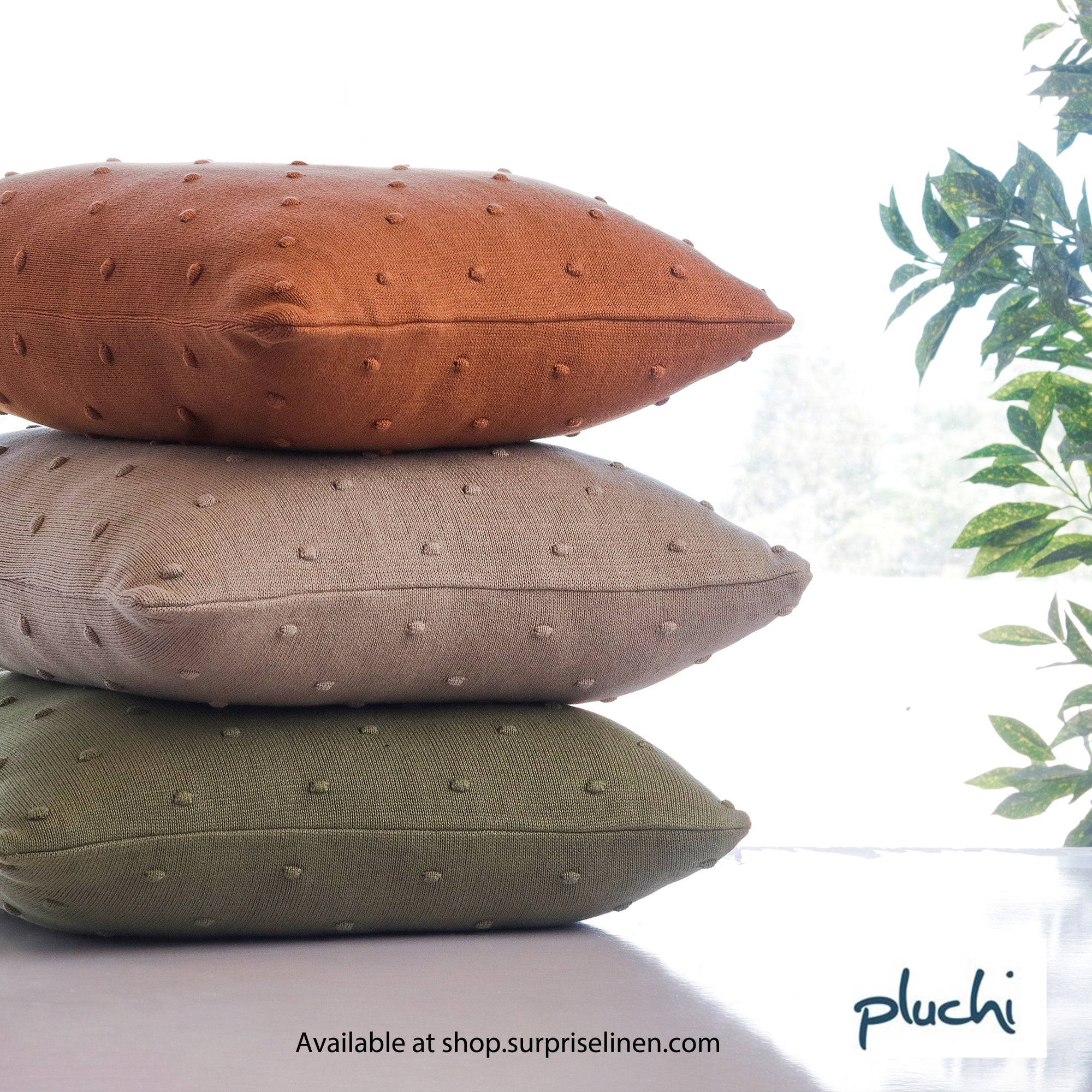 Pluchi - Bubble Pure Cotton Knitted Decorative Cushion Cover (Sandy Brown)