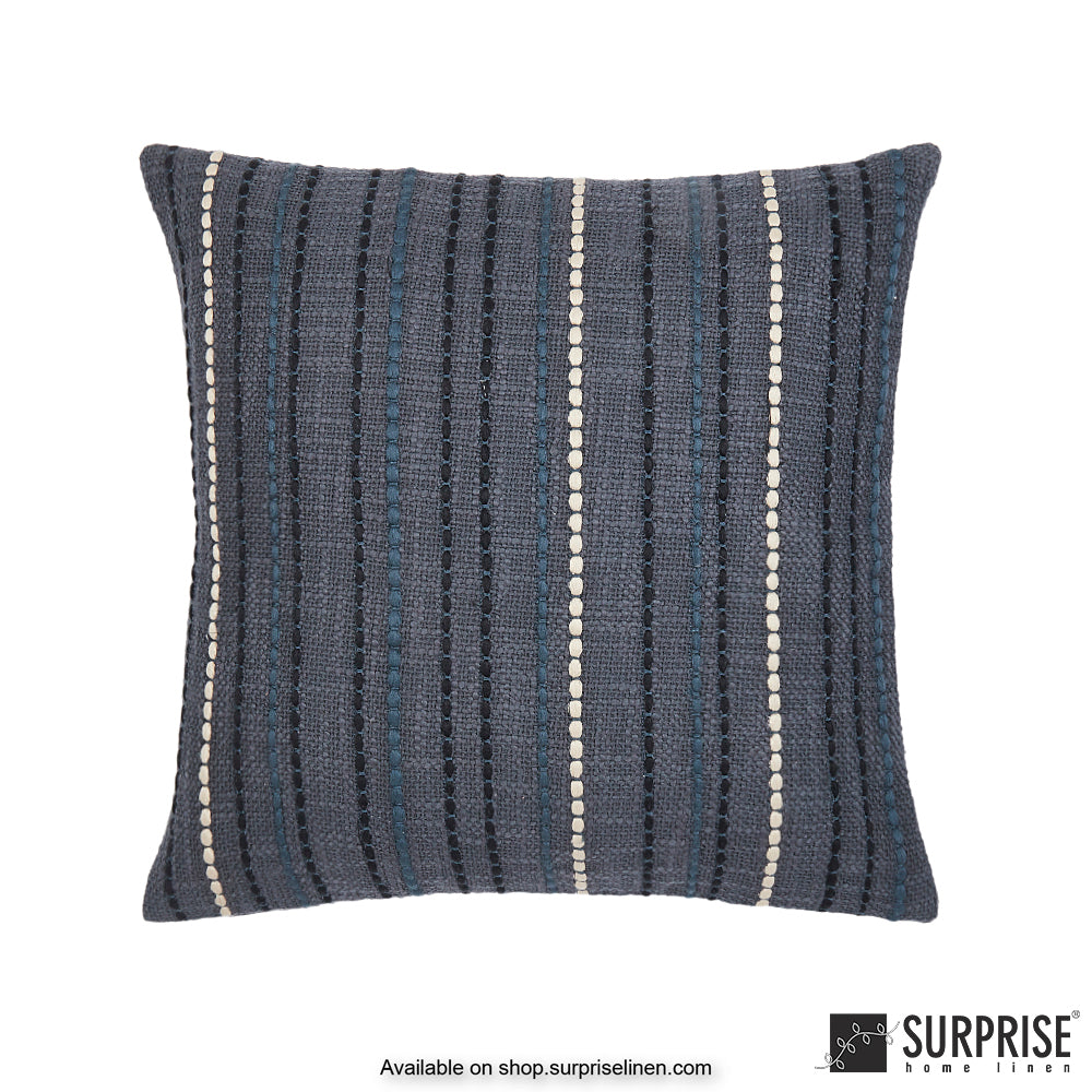 Surprise Home - Jute lines 40 x 40 cms Designer Cushion Cover (Blue)