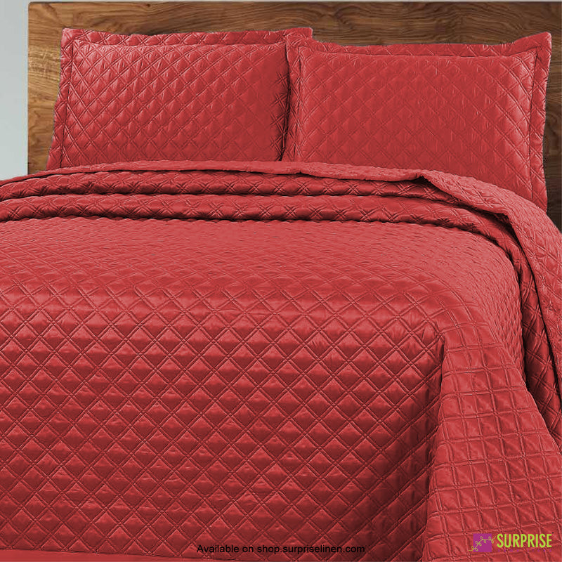 Surprise Home - Luxe 3 Pcs Quilted Bed Cover Set (Flame Red)