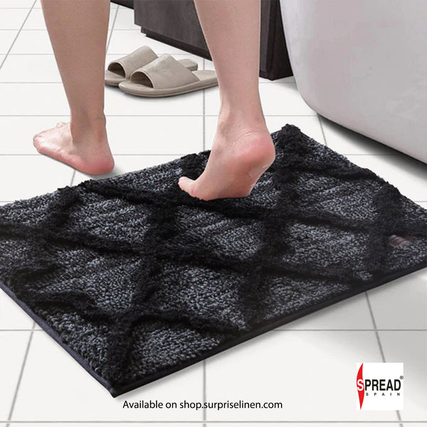 Spread Spain - Trellis Pattern High Absorbent & Anti Skid Taksim Bath Mat (Black)