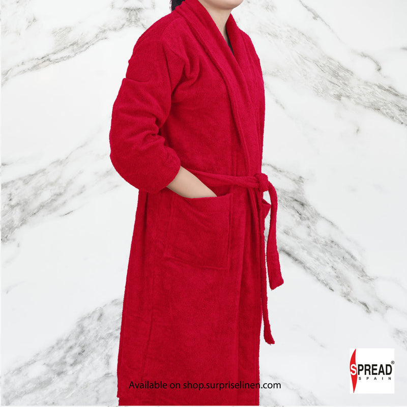 Spread Spain - One Size Bathrobe with Customizable Initials (Red)