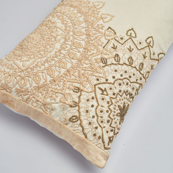 Surprise Home - Beaded Mandalas Cushion Covers (Cream)