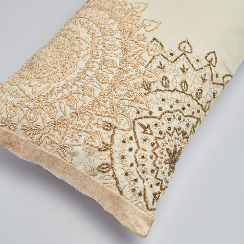 Surprise Home - Beaded Mandalas Cushion Covers (Cream)