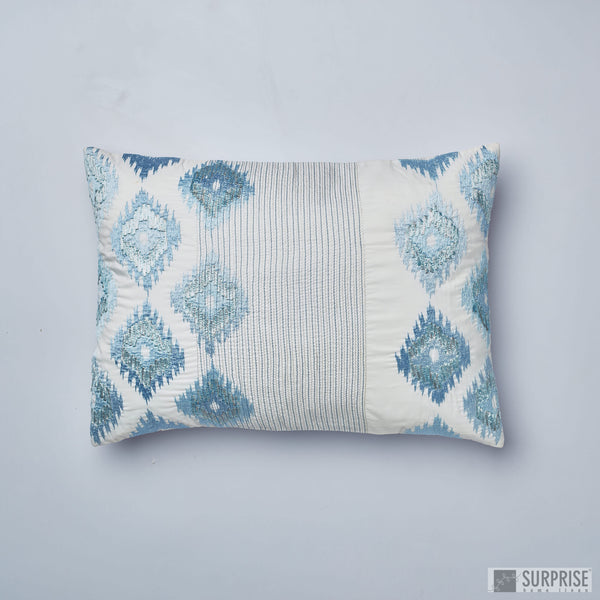 Surprise Home - Silk Ikat Cushion Covers (Aqua Blue)