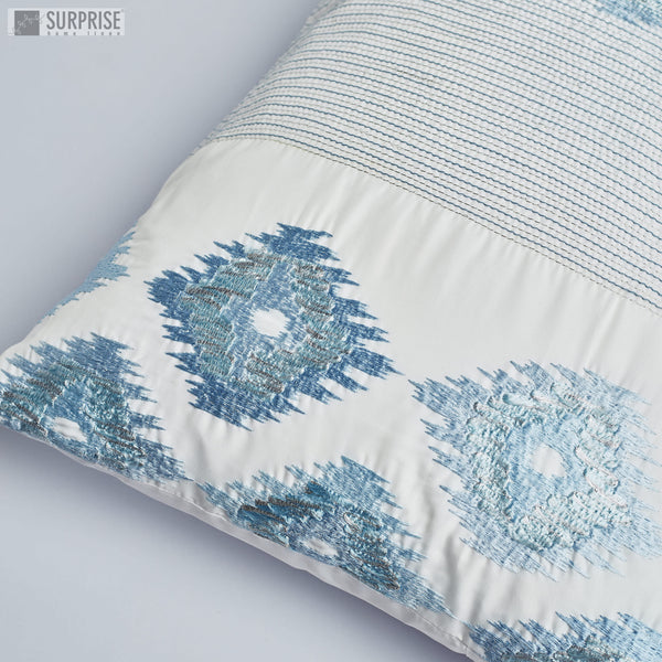 Surprise Home - Silk Ikat Cushion Covers (Aqua Blue)