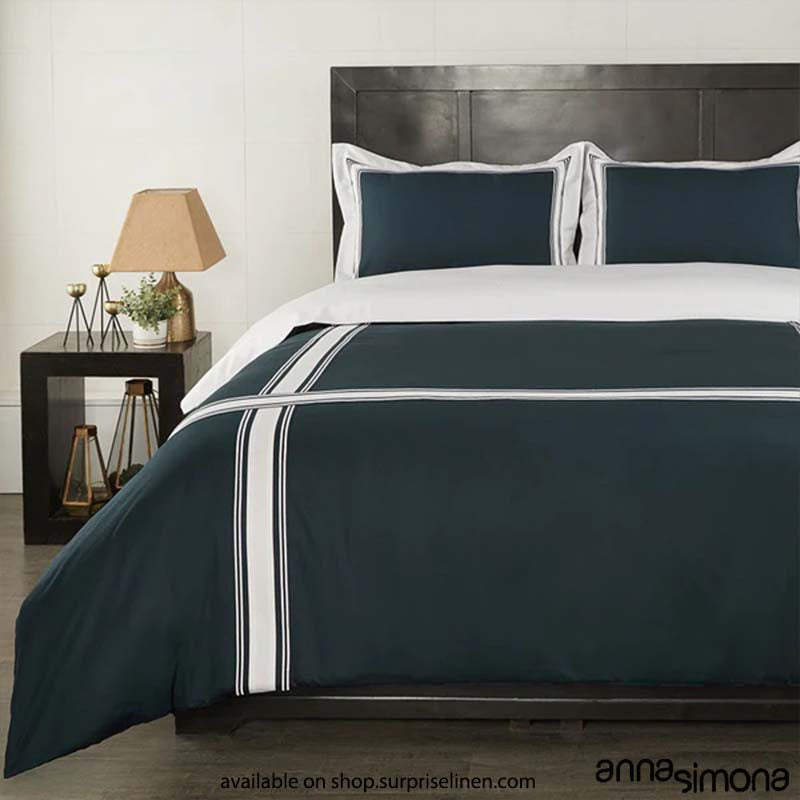 Anna Simona - Paramount 4 Pcs Fine Cotton Satin Duvet Ensemble (Navy Blue)