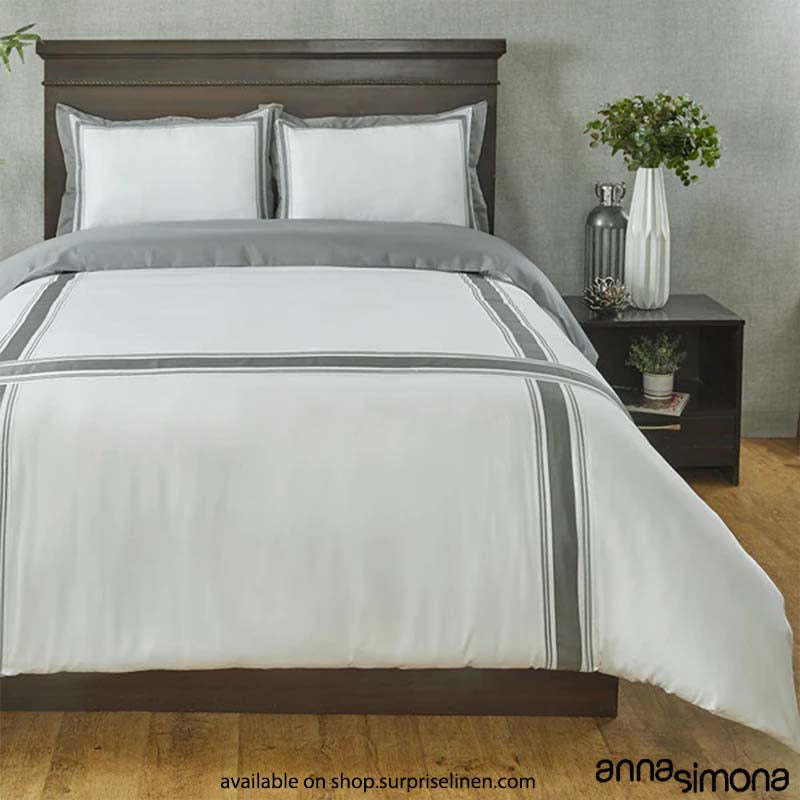 Anna Simona - Paramount 4 Pcs Fine Cotton Satin Duvet Ensemble (Charcoal)