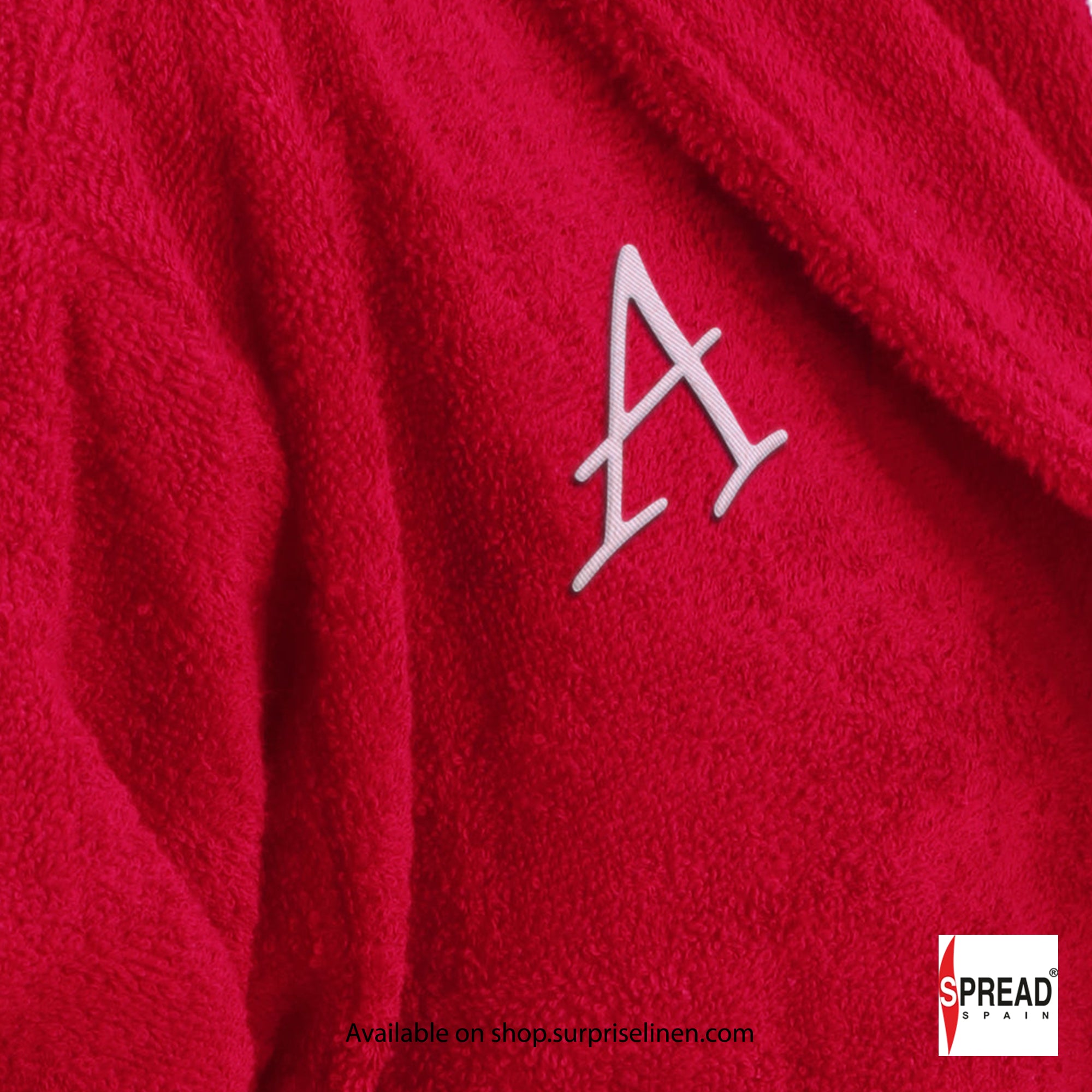 Spread Spain - One Size Bathrobe with Customizable Initials (Red)