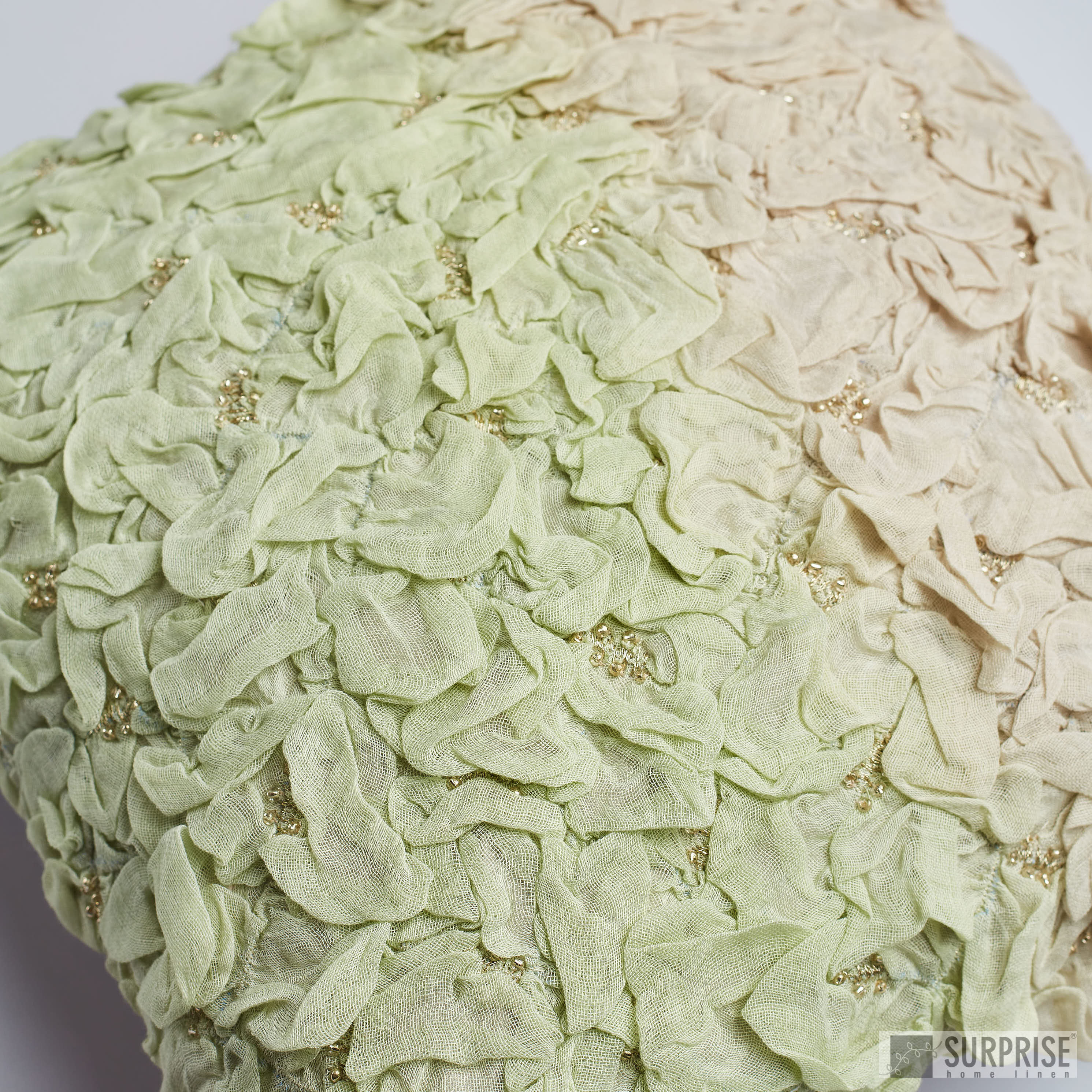 Surprise Home - Ruffles Cushion Covers (Beige/Green)