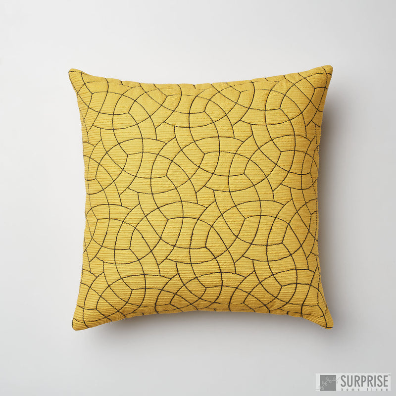 Surprise Home - Circle Trellis 30 x 30 cms Cushion Covers (Yellow)