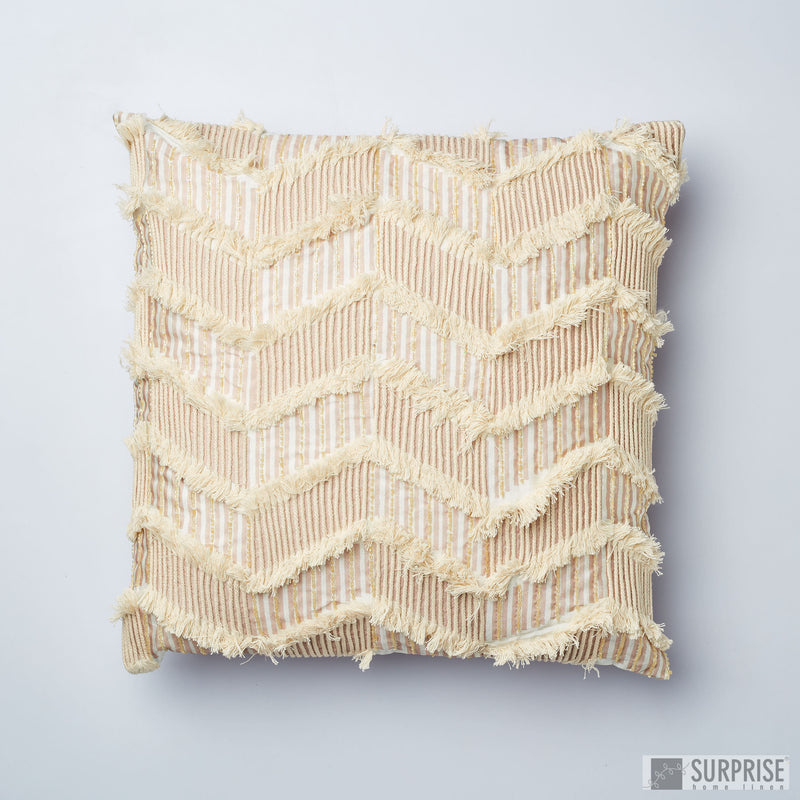Surprise Home - Sequined Chevron Cushion Covers (Natural Brown)