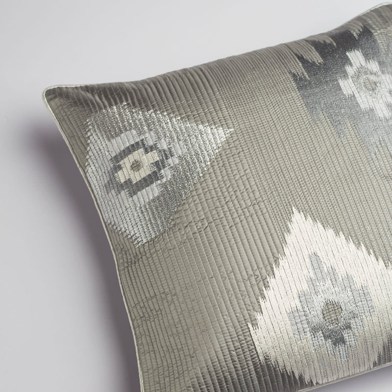 Surprise Home - Silk Ikat Cushion Covers (Grey/Silver)