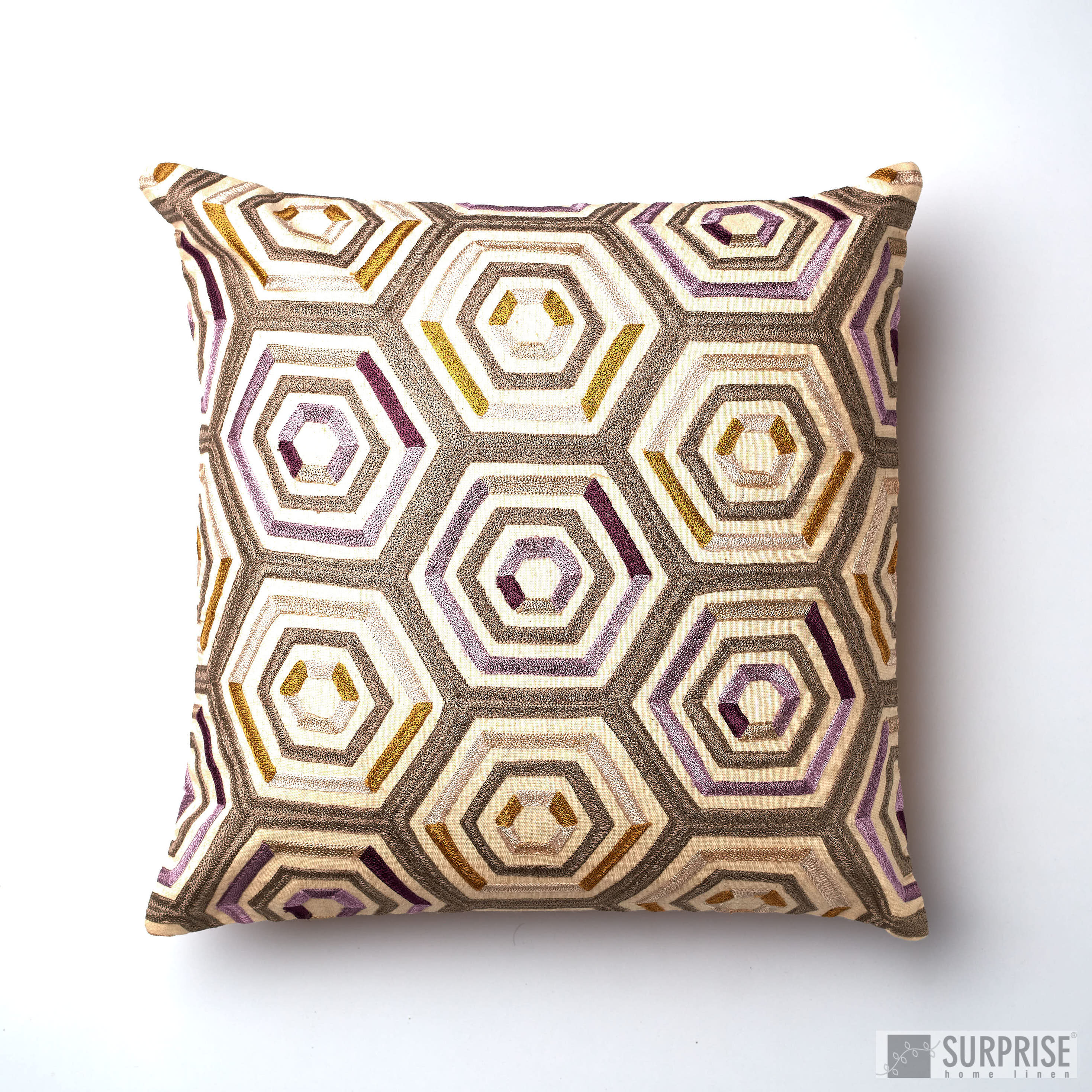 Surprise Home - Aari Hive Cushion Cover (Mustard)